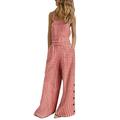 Eyicmarn Wide Leg Jumpsuits for Women Plaid Overalls Baggy Bib Jumpsuit Pants