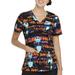 Scrubstar Disney's Nightmare Before Christmas "Tie Dying to Meet You" Women's V-Neck Print Scrub Top