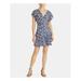 RACHEL ROY Womens Blue Floral Short Sleeve V Neck Above The Knee Sheath Dress Size 2