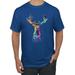 Wild Bobby, Colorful Paint Splatter Deer Head, Animal Lover, Men's Graphic Tees, Royal, Medium