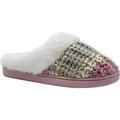 kensie Girls' Big Kid Slip On Plush Fluffy Shimmer Knit House Slippers with Faux Fur, Cute Warm Comfortable Shoes for Home Mauve Size 11/12