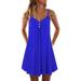 Summer Dress for Women Summer Pleated Mini Short Dress Girls Casual Loose Chic Holiday Beach Sun Dress