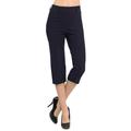 VIV Collection Women's Straight Fit Trouser Capri Pants (Large, Navy)