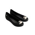 LUXUR WOMENS FLAT BALLERINA OFFICE JELLY BOW SLIP ONS CASUAL SHOES PUMPS