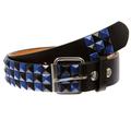 Snap On Punk Rock Black & Blue Star Studded Checker Board Leather Belt