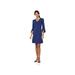 Brand - Lark & Ro Women's Matte Jersey Three Quarter Sleeve Open Neck Dress, Cobalt, Medium