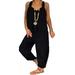 S-5XL Women Cotton Line Overalls Jumpsuit Baggy Loose Casual Sleeveless Solid V-neck Overalls Ladies Loose Bib Jumpsuit Romper