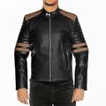 NomiLeather black leather jacket mens leather jacket and genuine leather jacket men (Black With Light-Brown Strip ) Large