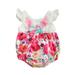 Gueuusu Girl Casual Flower Rabbit Print Fly Sleeve U-shaped Neck Romper/ Dress