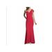 BETSY & ADAM Womens Red Slitted Zippered Short Sleeve Asymmetrical Neckline Full-Length Mermaid Formal Dress Size 14