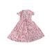 Sexy Dance Women Summer Boho Sundress Floral Printed Short Sleeve Wrap Dress Beach Tie Wasit Flare Dress Pink M(US 8-10)