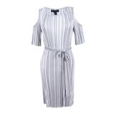 Connected Women's Crinkled Belted Cold Shoulder Dress