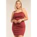 Plus Size Suede Sleeveless Fitted Square Neck Mini Dress