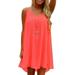 Plus Size Ladies Casual Summer Short Dresses for Women Sleeveless Strap Loose Asymmetrical Hem Mini Dress