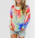 Women's Loose Long Sleeve Pile Collar Tie-Dyed Sweater