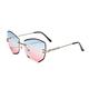 Women Shades Rimless Sunglasses Cat Eye Diamond-shaped Lens Sunglass Metal Frame Sunglasses for Women Men