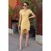 Women's Casual Short Sleeve Summer Dresses V Neck Button Ruched Stretchy Bodycon T Shirt Short Mini Dress Fashion Ruched Elegant Wrap Front Solid Color Basic Fitted Stretchy Fitted Tulip Hem Dress, XL