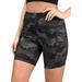 UKAP Women Short Leggings Sexy Yoga Shorts Camo with Pockets for Phones Stretch Sports Leggings High Waisted Tummy Control Petite Sports Shorts Compression Shorts
