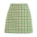 Summer Women's Tweed Mini Skirt, Casual Mid Waist Above Knee Plaid Print A-Line Short Skirt