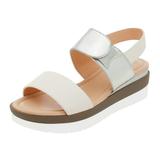 DREAM PAIRS Women's Platform Wedge Sandals Ankle Strap Casual Sandals For Women Open Toe Sandals ANDREA-2 WHITE/SILVER Size 11