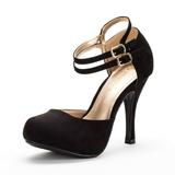 Dream Pairs Women Double Ankle Strap High Heel Shoes Almond Toe High Heel Dress Shoes Office-02 Black/Suede Size 10