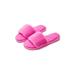 Daeful Womens Soft Furry Slippers Solid Color Plush Slippers Boat Slides Flat Shoes Mules Open Toe