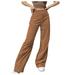 Cotonie Womenâ€™s Solid Mid Waisted Wide Leg Pants Straight Casual Baggy Trousers