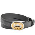 Gucci Men's Interlocking G Buckle Dark Grey Leather Belt