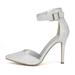 Dream Pairs Women's Ankle Strap Stilettos Pointed Toe High Heel Pumps Shoes Oppointed-Ankle Silver/Glitter Size 8