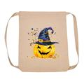 18" Beige Backpack with Adjustable Strap and Pumpkin Witch Hat Design
