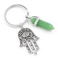 Natural Stone Crystal Keychain Hexagonal Column Key Ring Palm Keychain Pendant