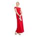 ADRIANNA PAPELL Womens Red Pleated Zippered Short Sleeve Off Shoulder Full-Length Sheath Formal Dress Size 14