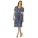 Woman Within Women's Plus Size Short Empire Dress In Crinkle Rayon Crepe