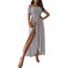 Sexy Dance Women Floral Off Shoulder Bandeau Maxi Dress Summer Beach Tube Dress Sundress Sexy Side Split Dress