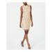 CALVIN KLEIN Womens Beige Sequined Embroidered Sleeveless Knee Length Sheath Cocktail Dress Size 2