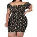 UKAP Women's Summer Mini Dress Sexy Bodycon Short Sleeve Off Shoulder Party Club Dress Package Hip Floral Plus Size Dress