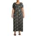 Terra & Sky Women's Plus Size Floral Print Maxi Dress with Pockets