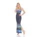 White Mark 307-06-S Nila Maxi Dress, Blue & Multi Color - Small