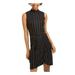 CITY STUDIO Womens Black Pinstripe Sleeveless Turtle Neck Above The Knee Sheath Cocktail Dress Size S