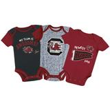 Newborn & Infant Russell Athletic Garnet/Black/Gray South Carolina Gamecocks 3-Pack Team Bodysuit Set