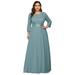Ever-Pretty Womens Classic Lace Winter Formal Evening Dresses for Women 74122 Dusty Blue US12