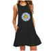 Lanhui Womens Pocket Daisy Printing Sleeveless A-Line Casual Nightdress Dresses