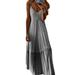 Plus Size Women Casual Boho V Neck Gradient Maxi Dress Summer Sleeveless Loose Sundress Ladies Oversized A-Line Beach Holiday Party Long Dress