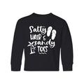 Inktastic Spring Break Salty Hair and Sandy Toes with Sandals Teen Long Sleeve T-Shirt Unisex Black XL