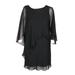 Lauren Ralph Lauren Womens Black Chiffon Flutter-Sleeve Layered Georgette Sheath Dress