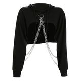 DAILY GOLF TOOLS Sexy Women Hooded Cut off Front Sweatshirt Hoodie Crop Top Jumper Pullover;Sexy Women Hooded Cut off Front Sweatshirt Hoodie Crop Top Jumper Pullover