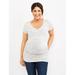 Motherhood Maternity Spacedye Side Ruched Maternity Tee- Grey