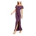 ADRIANNA PAPELL Womens Purple Slitted Off Shoulder Full-Length Mermaid Formal Dress Size 6