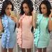 Women Ruffles Cap Sleeve Slim Bodycon Mini Business Party Cocktail Pencil Dress