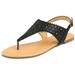 Dream Pairs Women's Classic Flip Flop Flat Sandals Fashion T-Strap Rhinestone Sandals Cut Out Thong Sandals Medinie Black Size 5